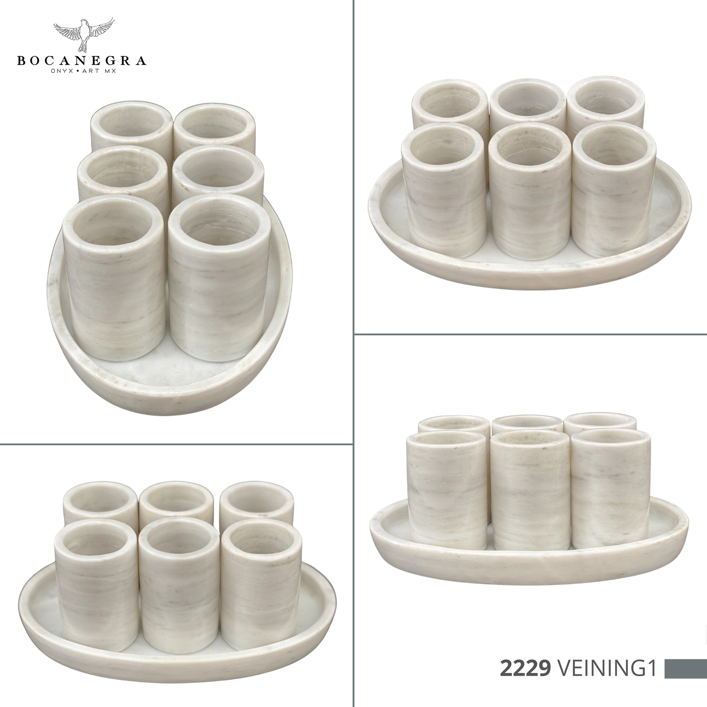 White Marble Tequila Shots - Hand carved shot - (Set of 6)