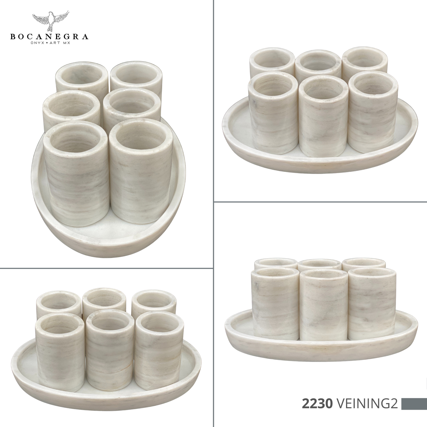 White Marble Tequila Shots - Hand carved shot - (Set of 6)
