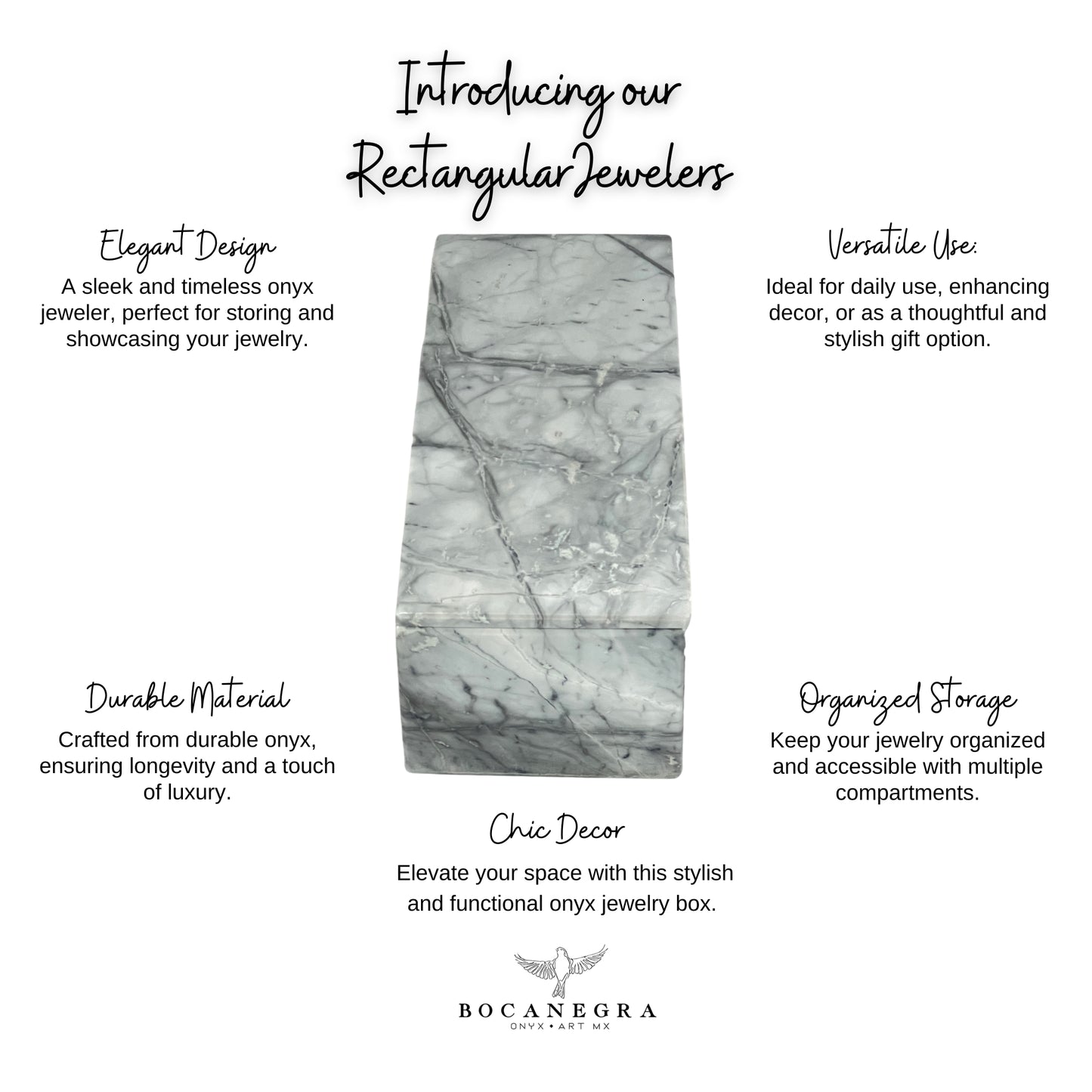 Elegant Rectangular Marble Stone Jeweler - Timeless Mexican Craftsmanship