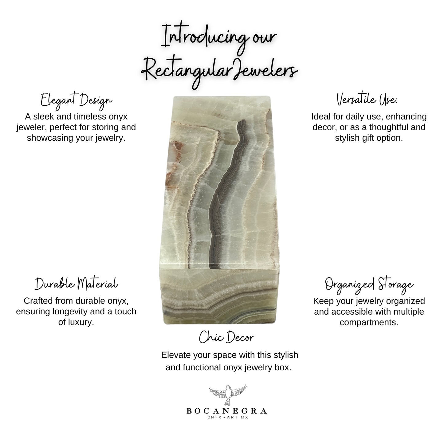 Elegant Rectangular Onyx Stone Jeweler - Timeless Mexican Craftsmanship