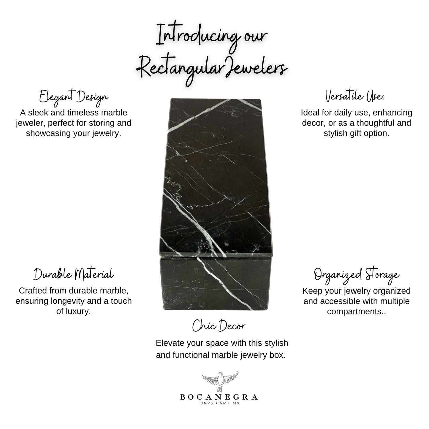 Elegant Rectangular Marble Stone Jeweler - Timeless Mexican Craftsmanship