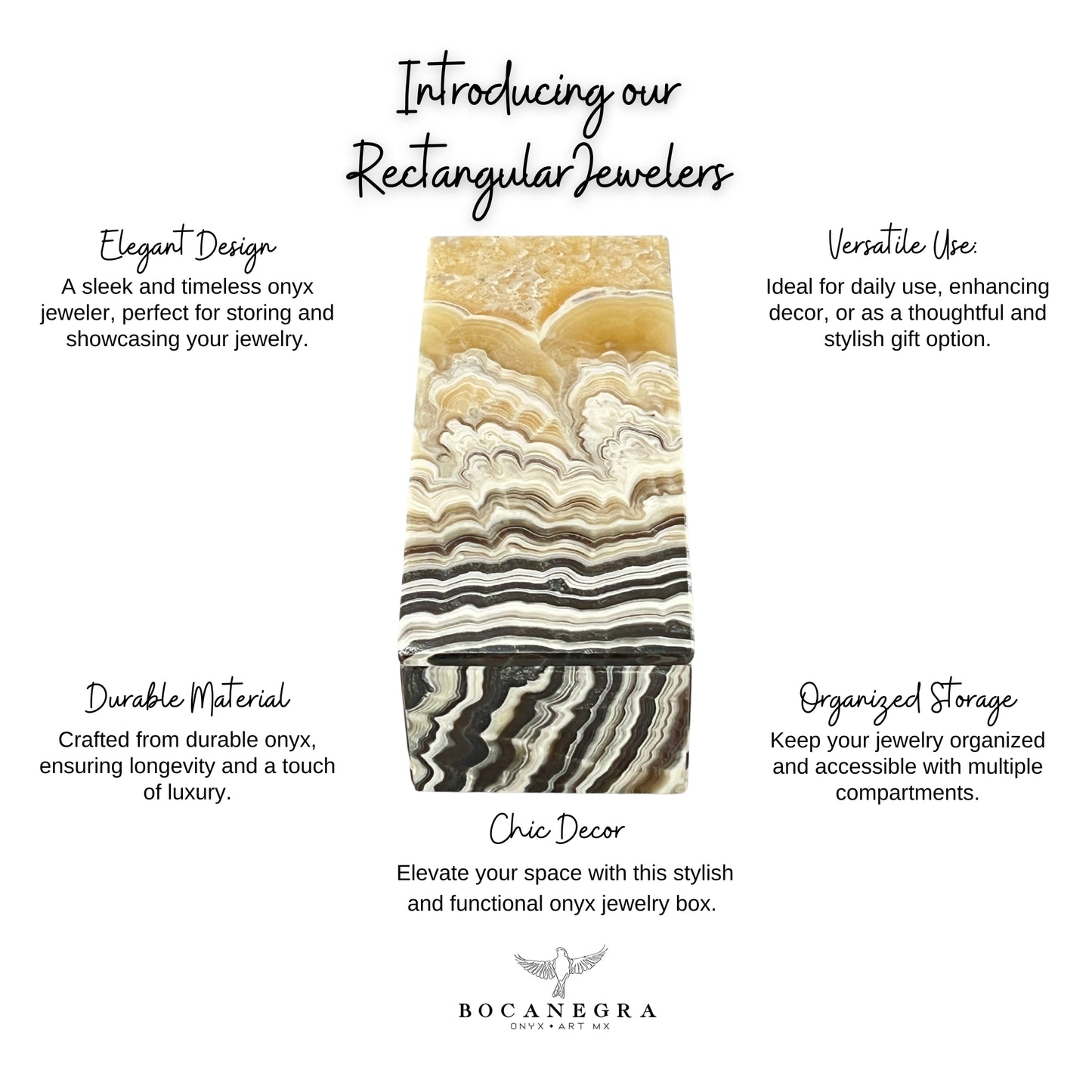 Elegant Rectangular Onyx Stone Jeweler - Timeless Mexican Craftsmanship