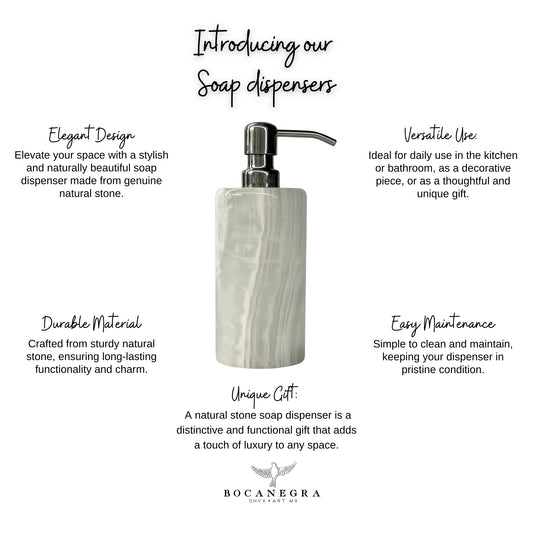 Handmade Onyx Soap Dispenser - Simple Elegance for Your Home