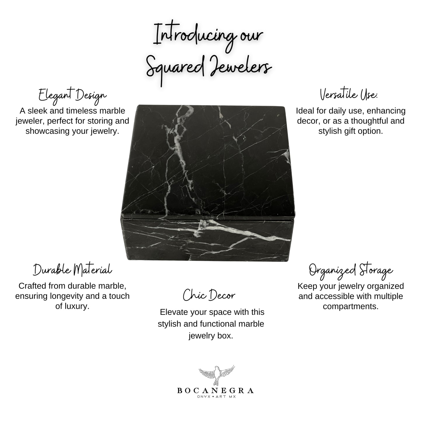 Elegant Squared Marble Stone Jeweler - Timeless Mexican Craftsmanship