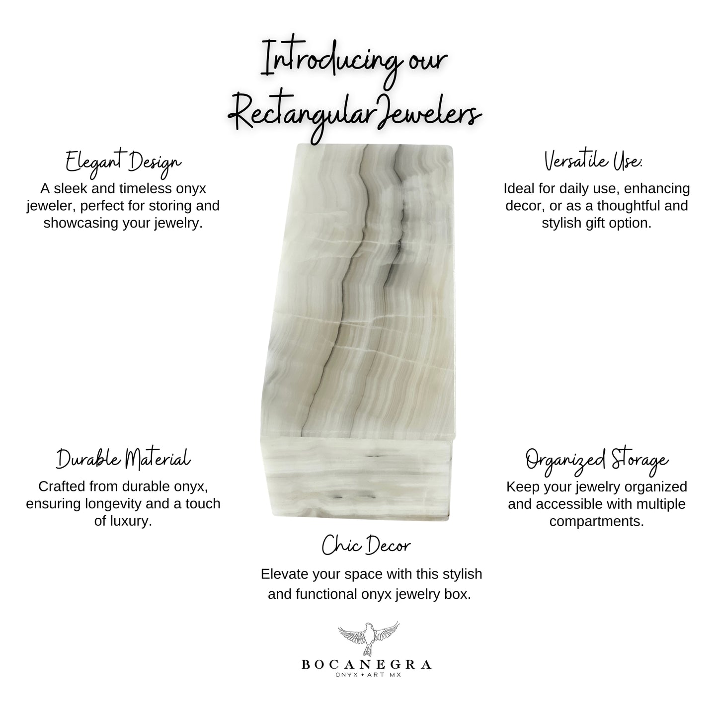 Elegant Rectangular Onyx Stone Jeweler - Timeless Mexican Craftsmanship