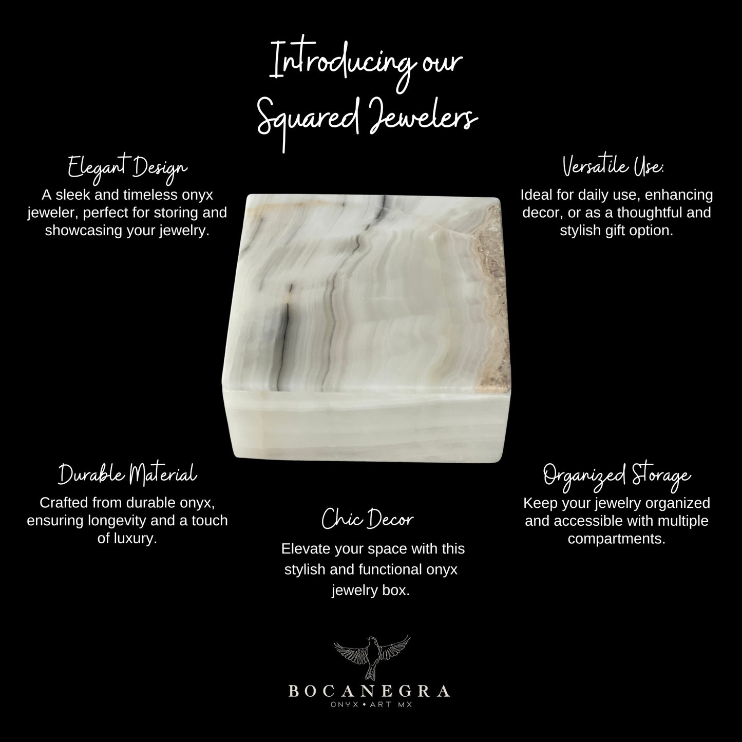 Elegant Squared Onyx Stone Jeweler - Timeless Mexican Craftsmanship