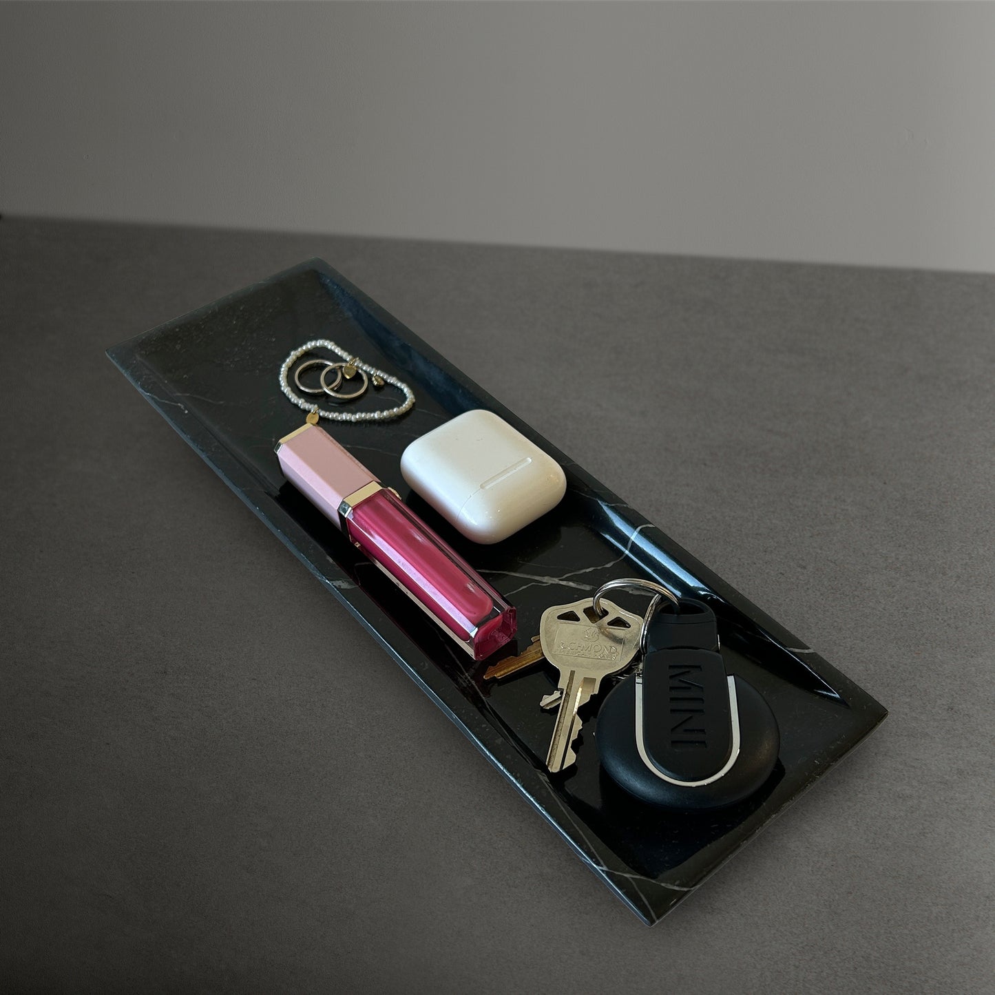 Black Marble Vanity Tray - Rectangular Jewelry tray - Trinket plate