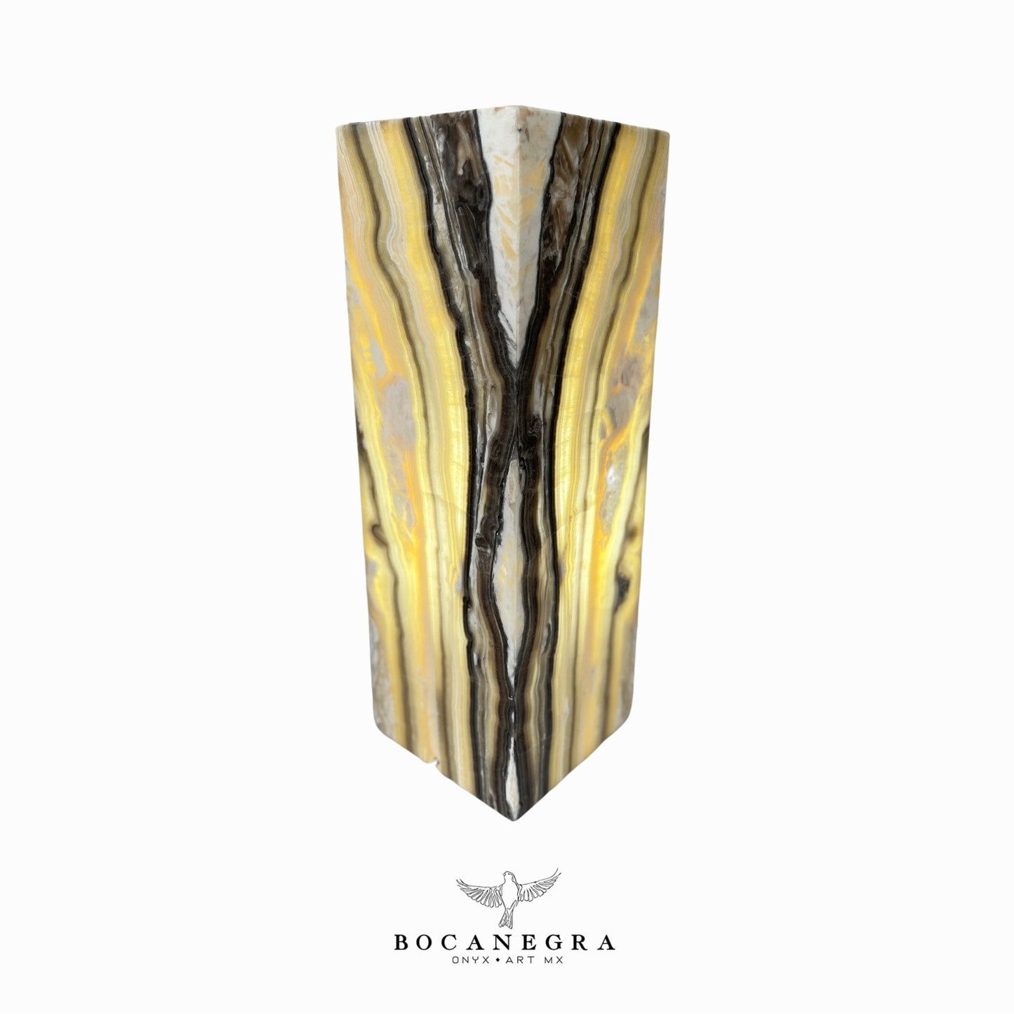 Beige & Black Onyx Stone Lamp - Table Lamp - Home Decor