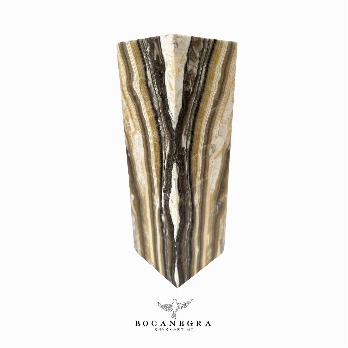 Beige & Black Onyx Stone Lamp - Table Lamp - Home Decor