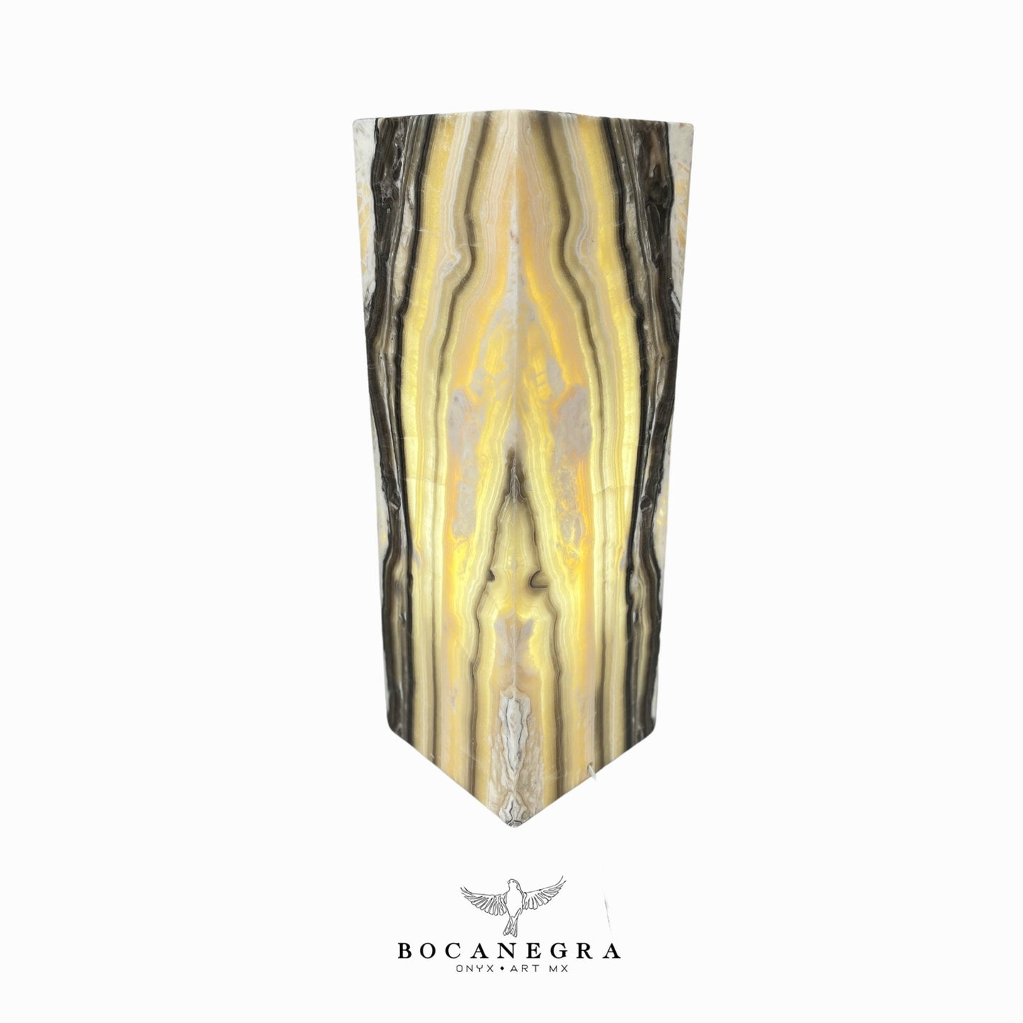 Beige & Black Onyx Stone Lamp - Table Lamp - Home Decor