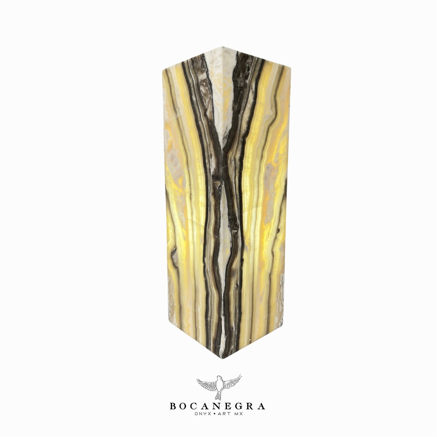 Beige & Black Onyx Stone Lamp - Table Lamp - Home Decor