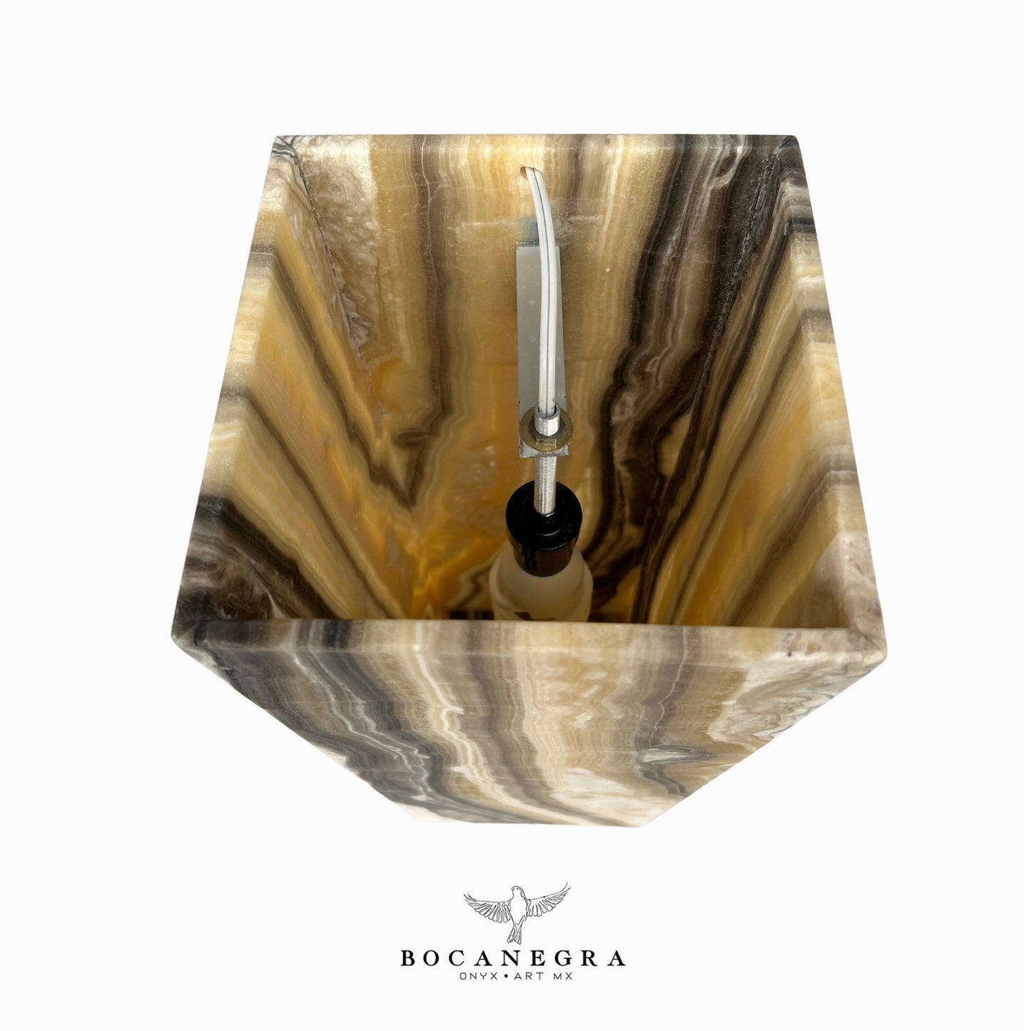 Beige & Black Onyx Stone Lamp - Table Lamp - Home Decor