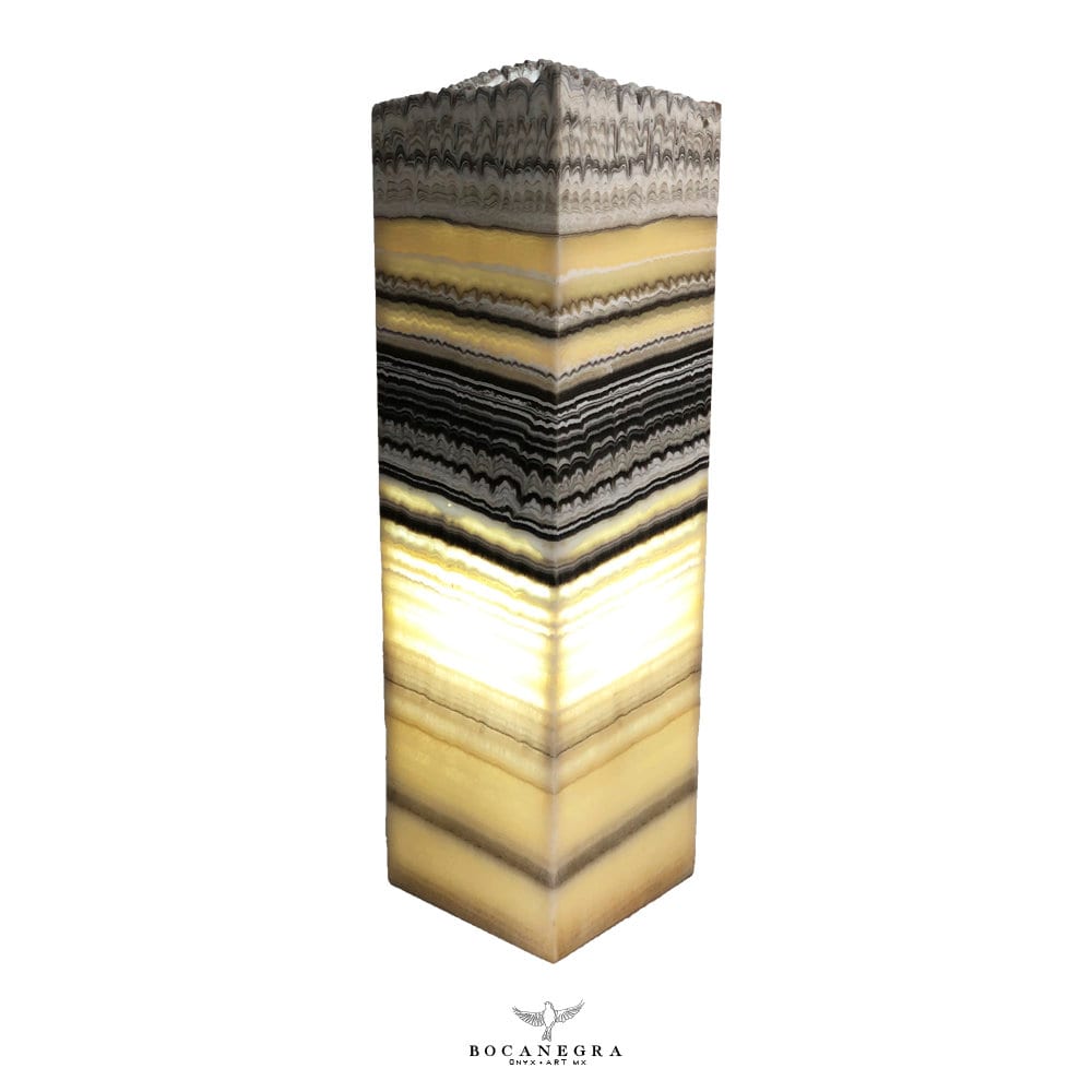 Black & Gold Onyx Stone Lamp - Table Lamp - Home Decor