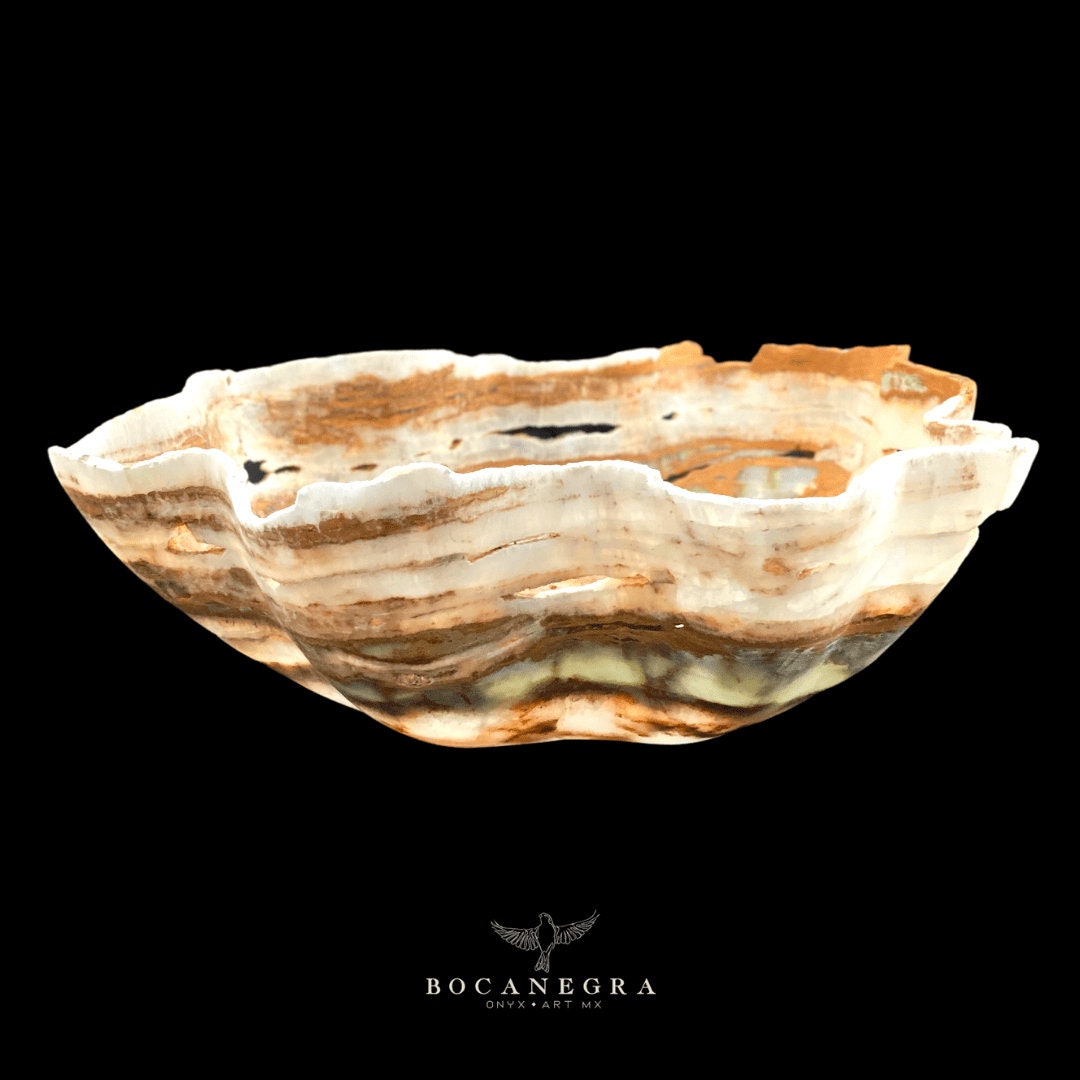 Brown & White Decorative Onyx Bowl - Centerpiece - Fruit platter