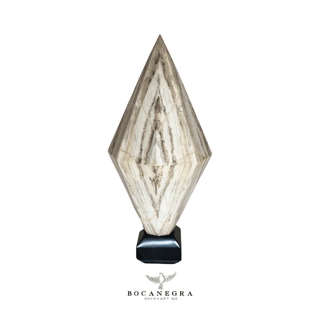 Black & White Onyx Stone Lamp - Table Lamp - Home Decor