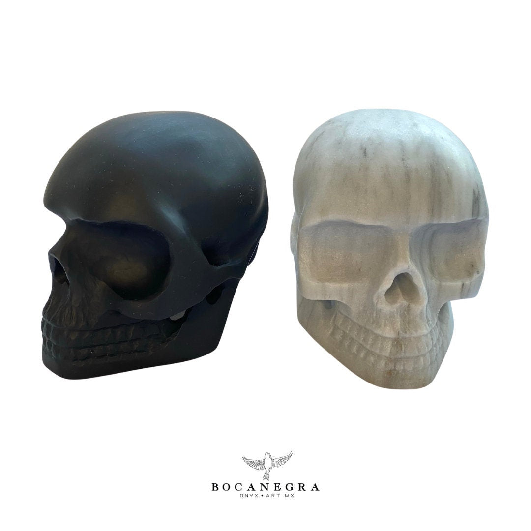 White and Black Marble Skull Set - 2 piece Set