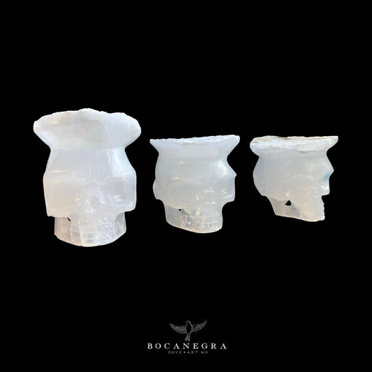 White Marble Skull Set - 3 piece Decorative Set