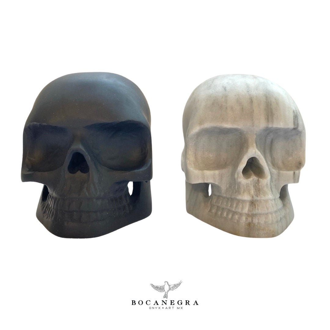 White and Black Marble Skull Set - 2 piece Set