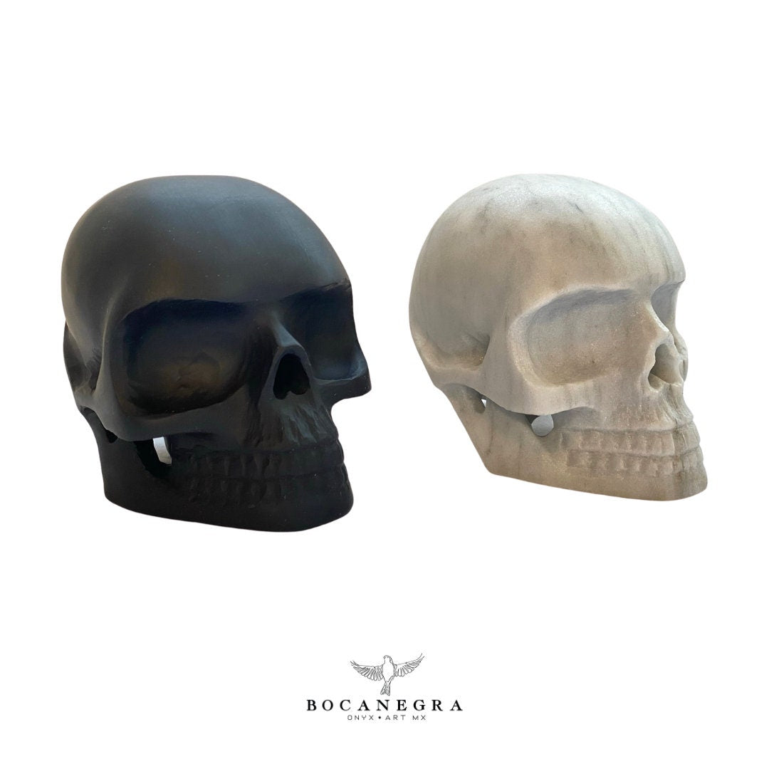 White and Black Marble Skull Set - 2 piece Set