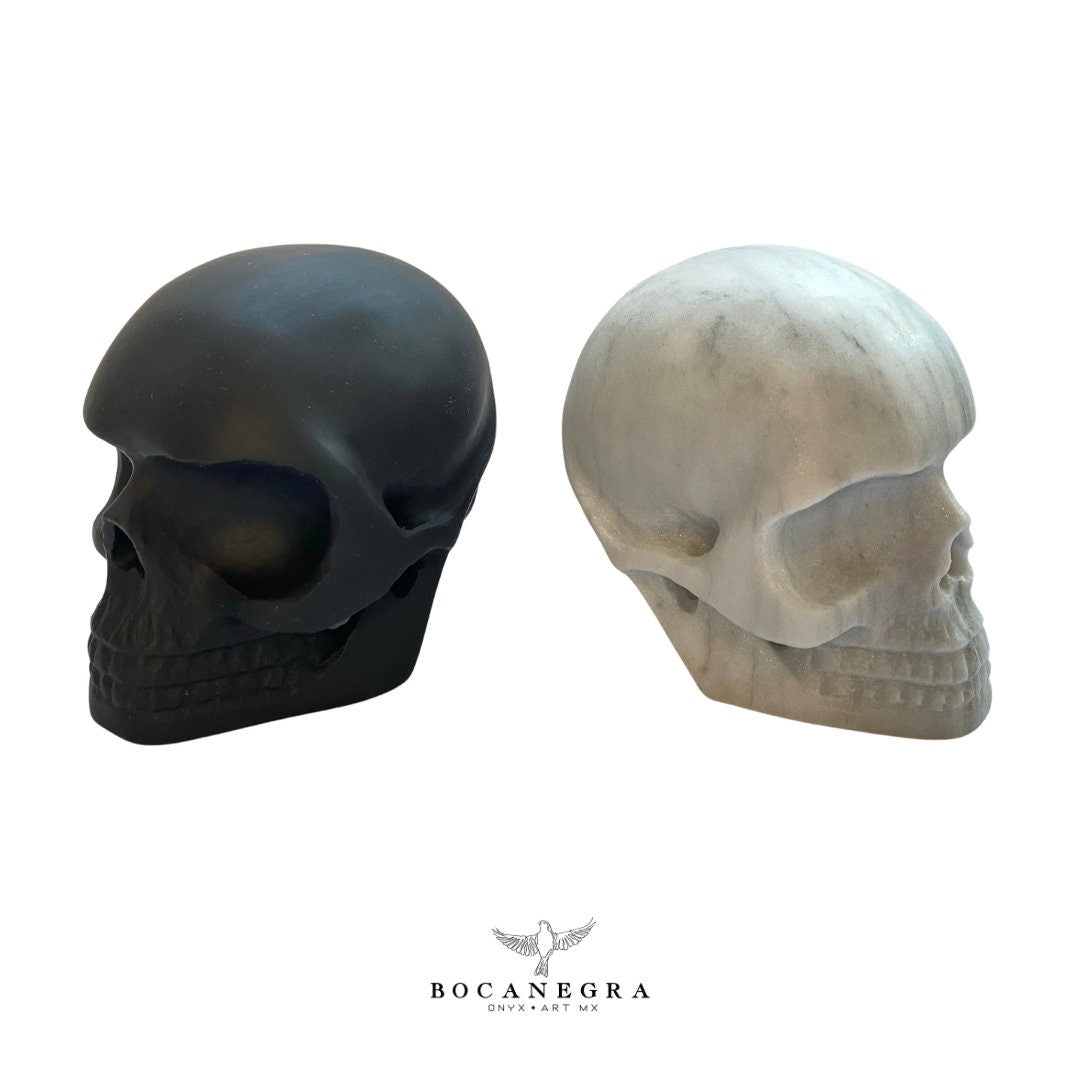 White and Black Marble Skull Set - 2 piece Set