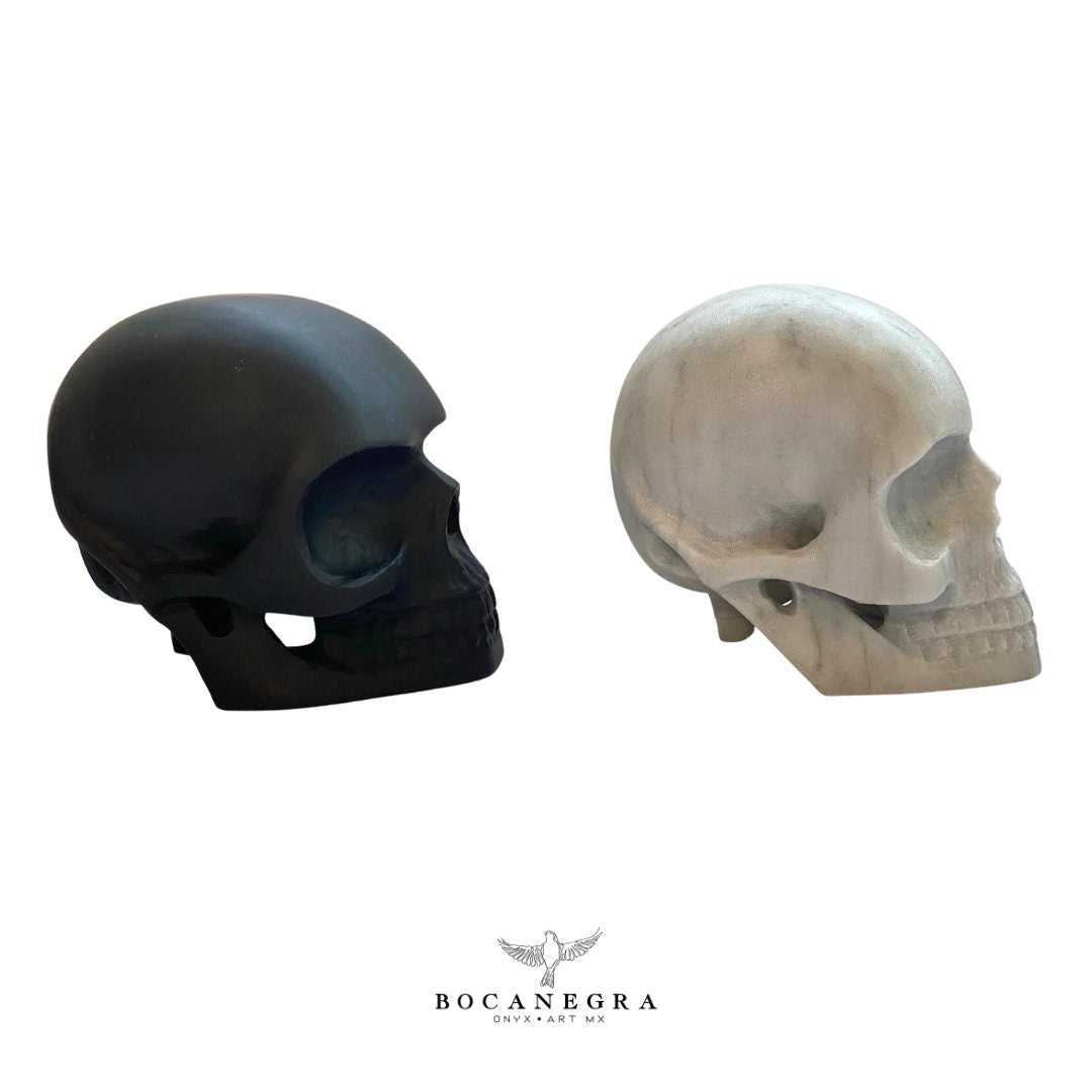 White and Black Marble Skull Set - 2 piece Set