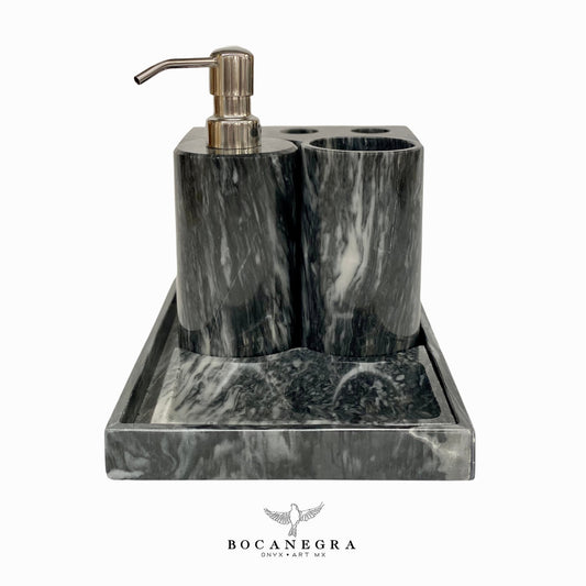 Gray Marble Soap Soap Dispenser Set | Soap Pump | Beauty & Care