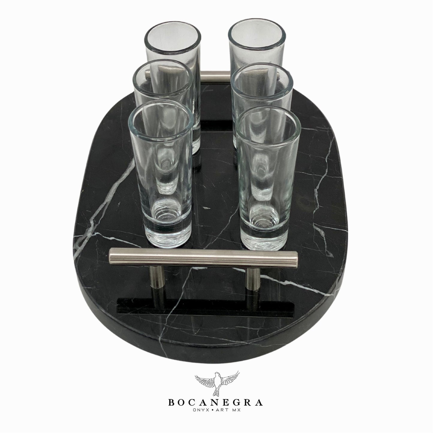 Tequila Glass Shots with Black Marble tray (6 shots set)