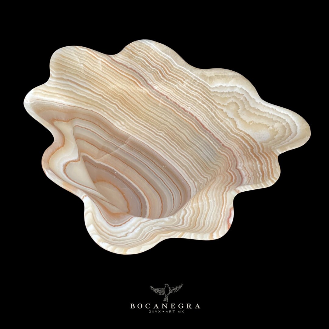 Beige and White Decorative Onyx Bowl - Centerpiece - Fruit Platter