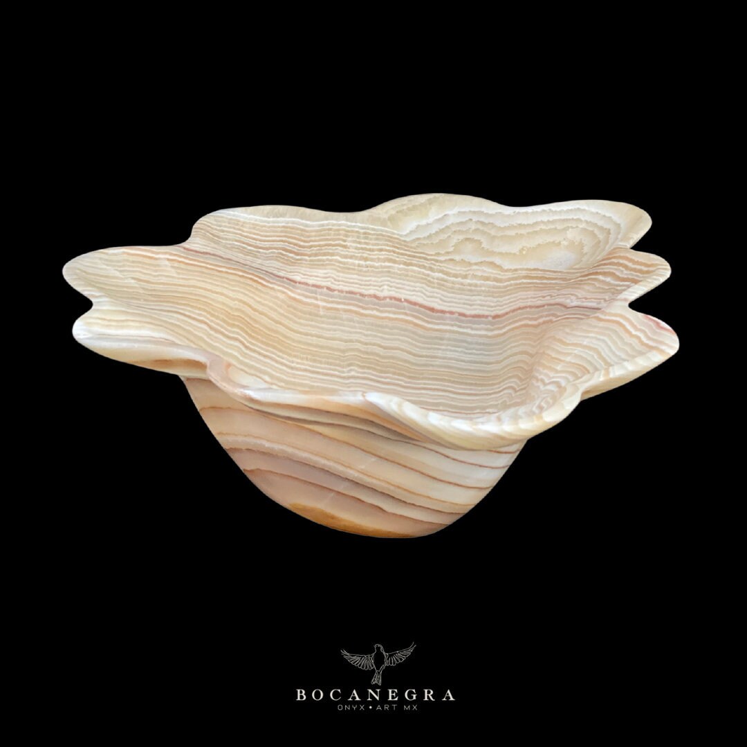 Beige and White Decorative Onyx Bowl - Centerpiece - Fruit Platter
