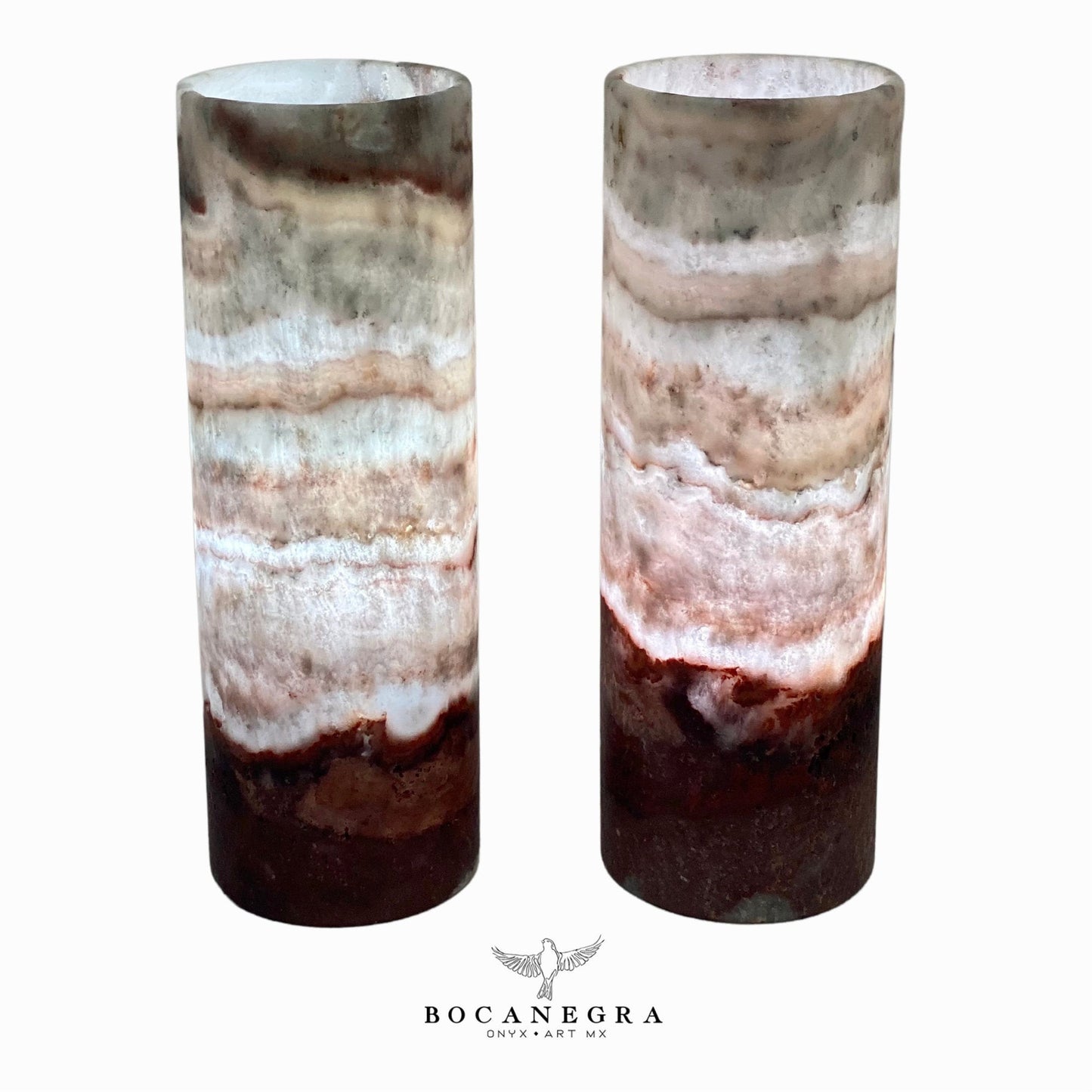 Pink and Burgundy Onyx Stone Lamps (Two set) - Table Lamp - Home Decor