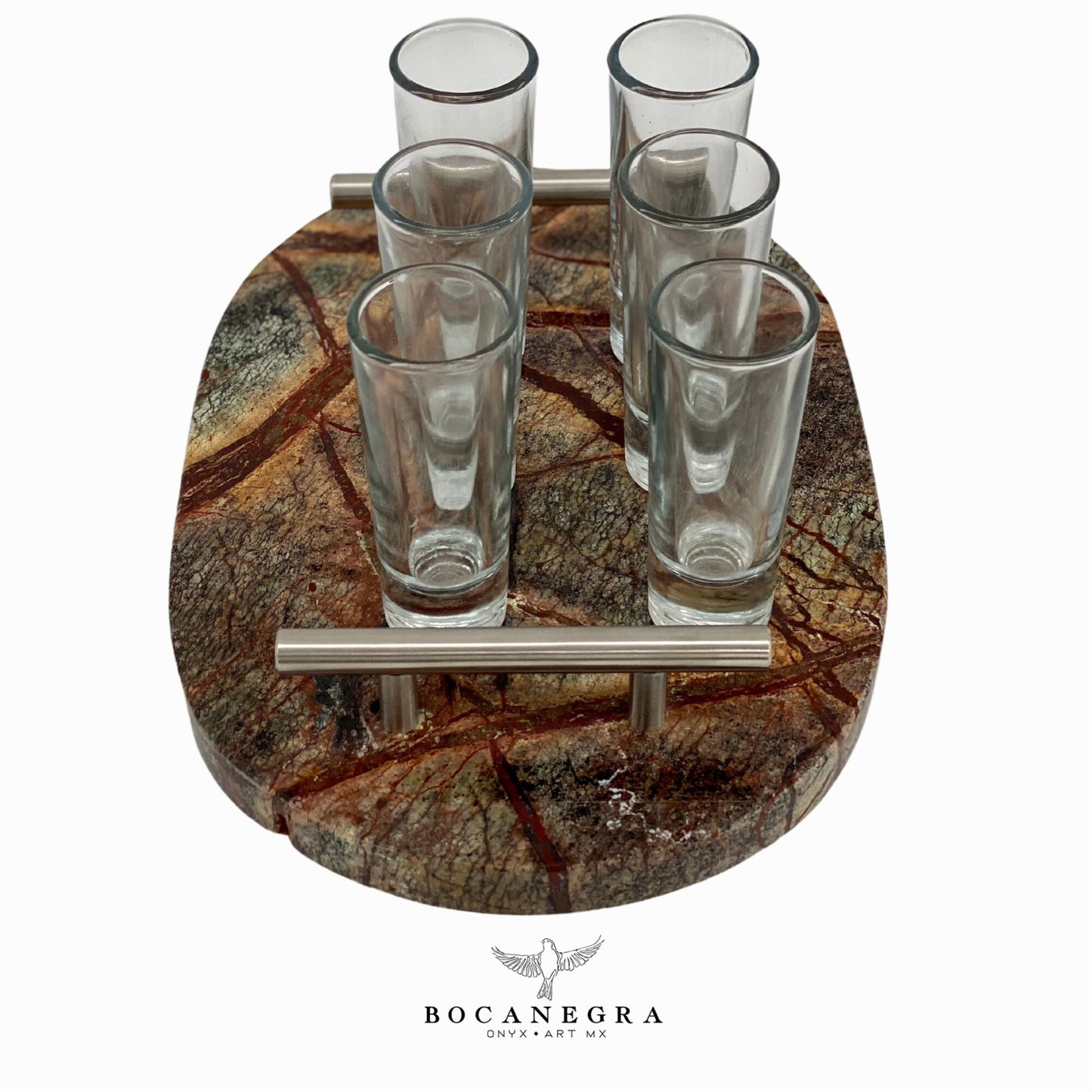 Tequila Glass Shots with Red Marble tray (6 shots set)