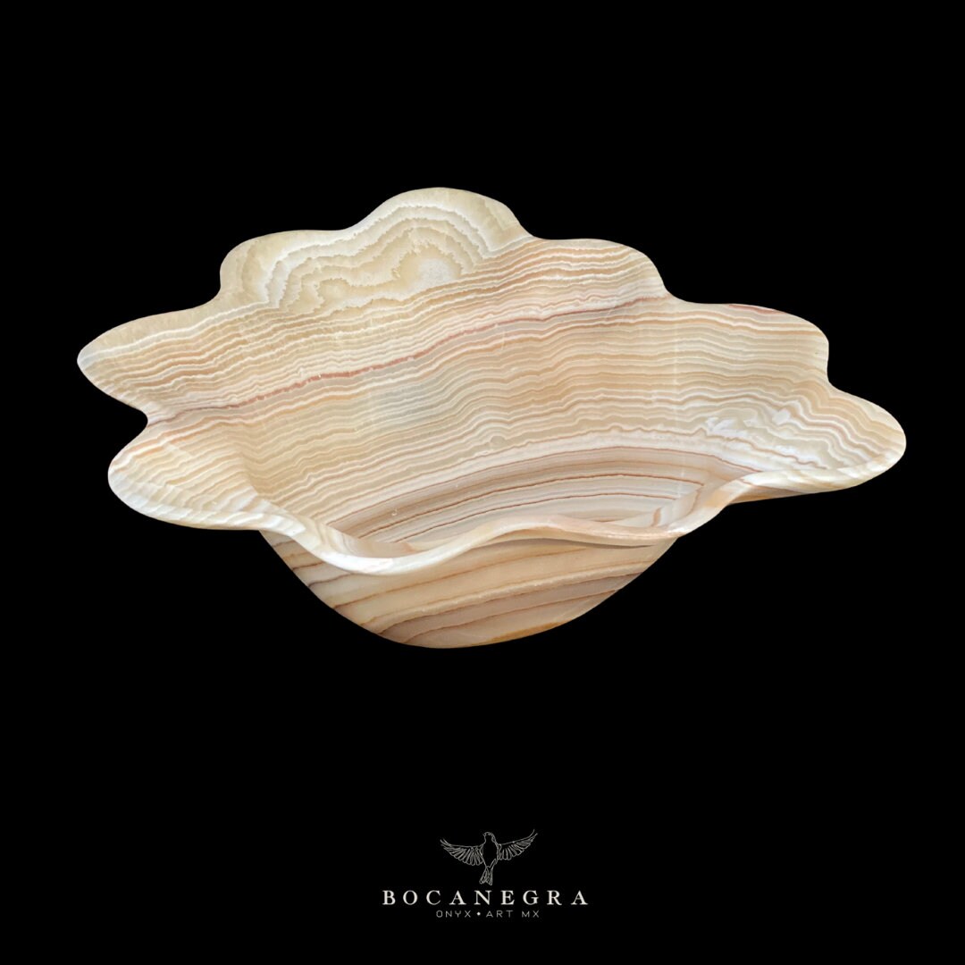 Beige and White Decorative Onyx Bowl - Centerpiece - Fruit Platter