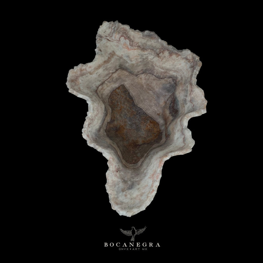 Gorgeous Pink and Cream Decorative Onyx Bowl - Centerpiece - Fruit platter