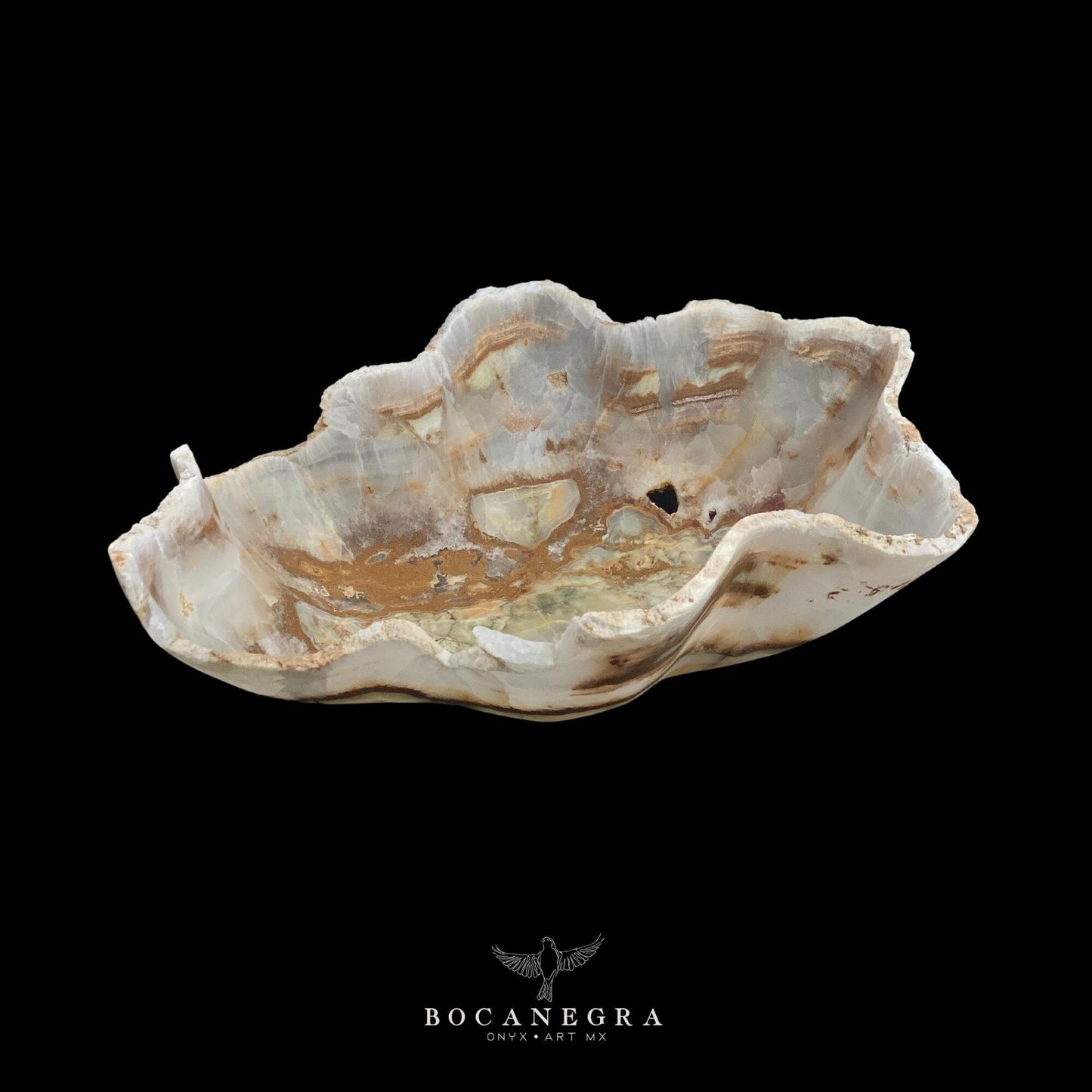White & Beige Decorative Onyx Bowl - Centerpiece - Fruit Platter