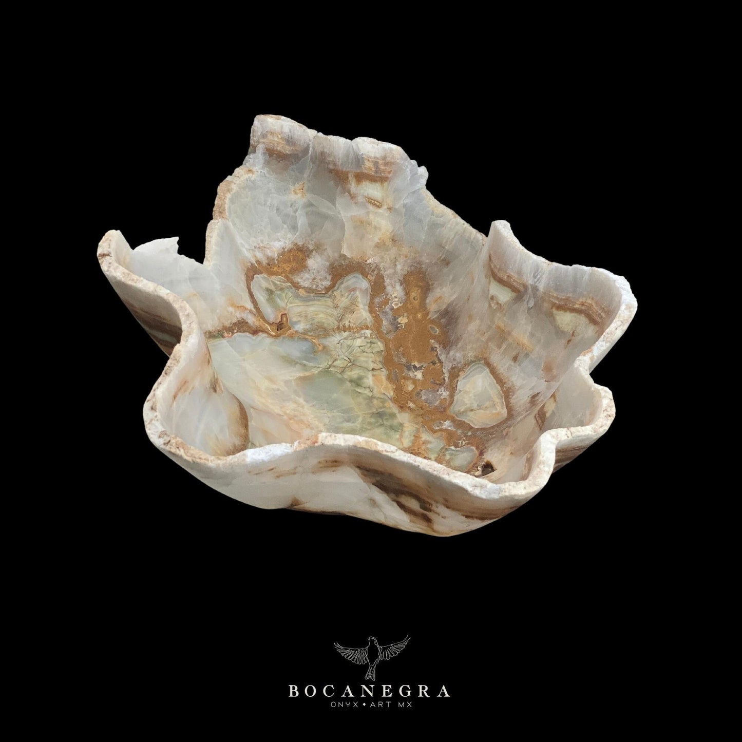 White & Beige Decorative Onyx Bowl - Centerpiece - Fruit Platter