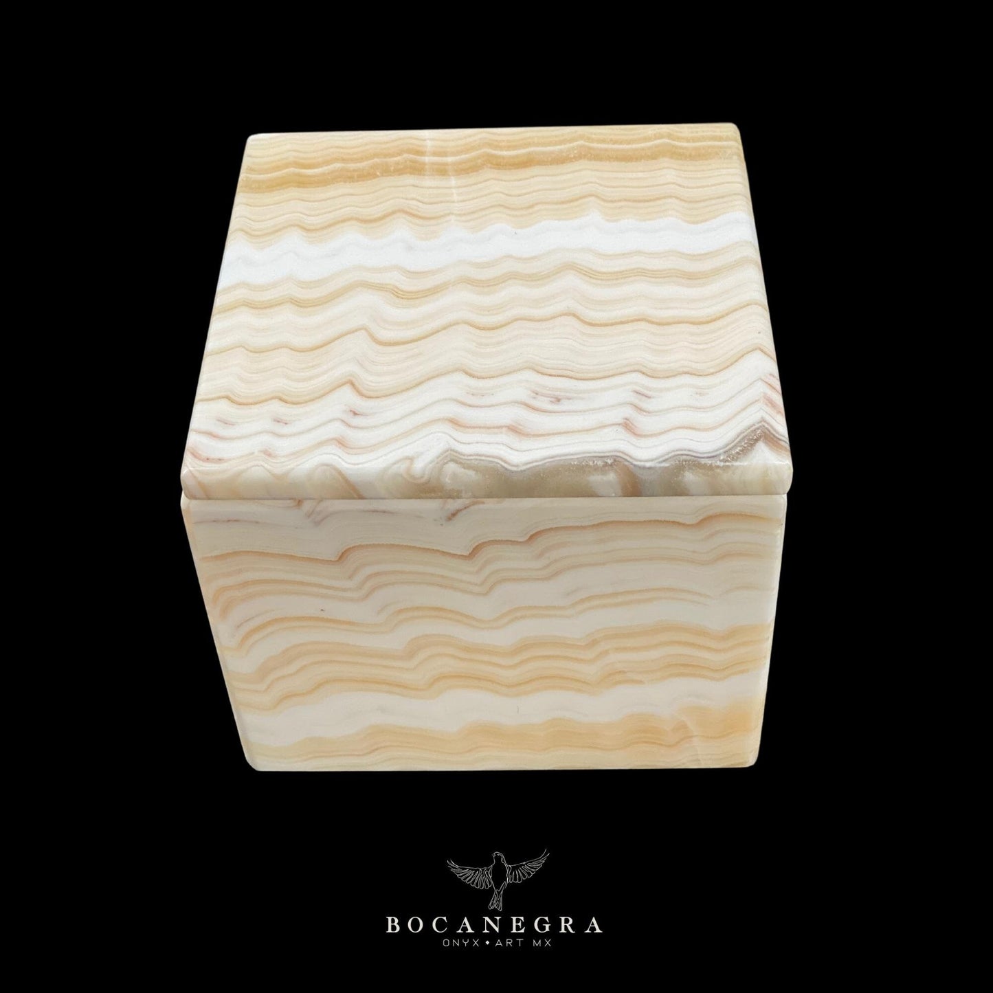 Beige & White Onyx Square Jewelry Box - Organizer - Storage Box