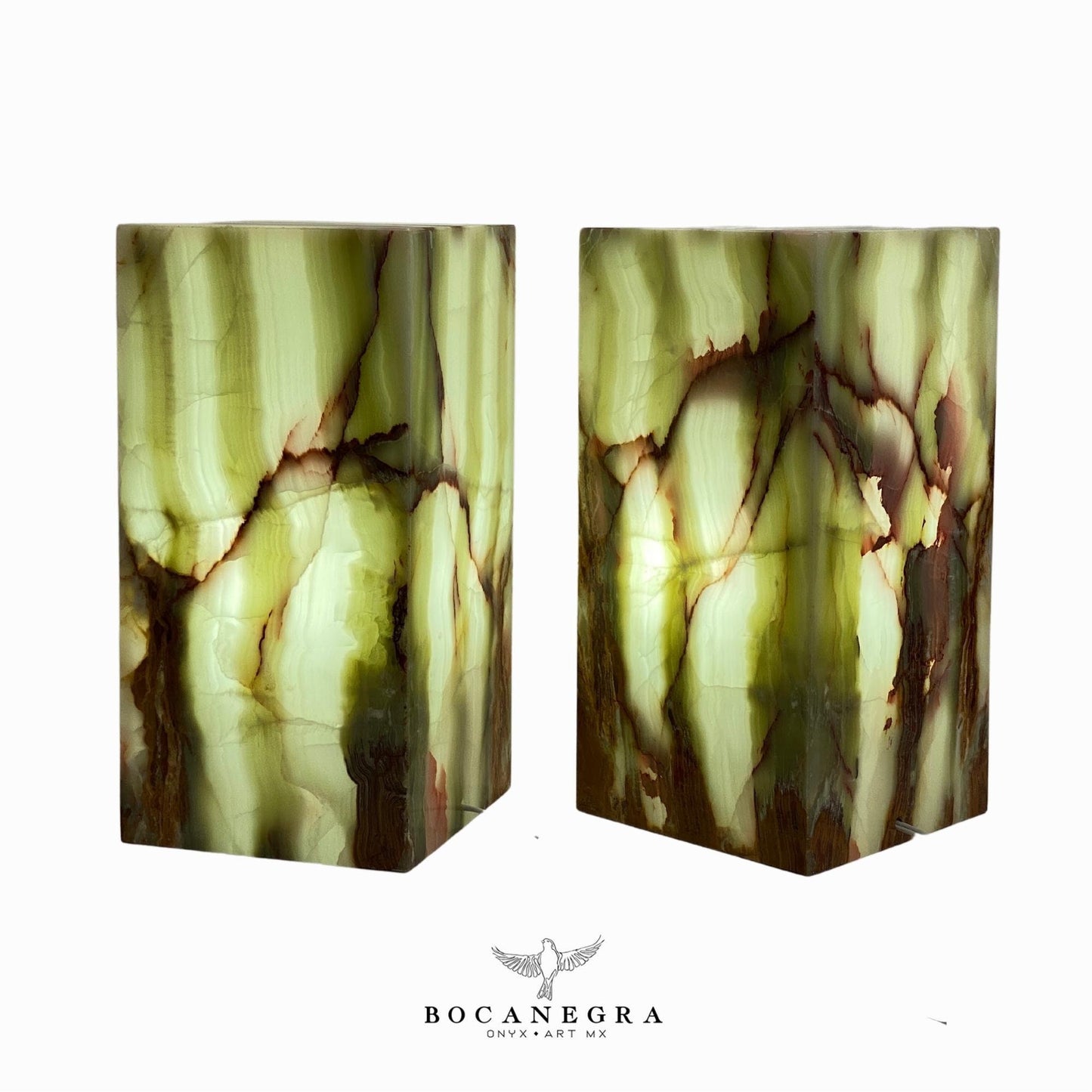 Green & Brown Onyx Stone Lamps (Two set) - Table Lamp - Home Decor