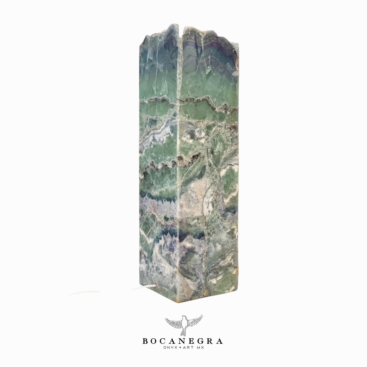 Green and Blue Fluorite Stone Lamp - Table Lamp - Home Decor
