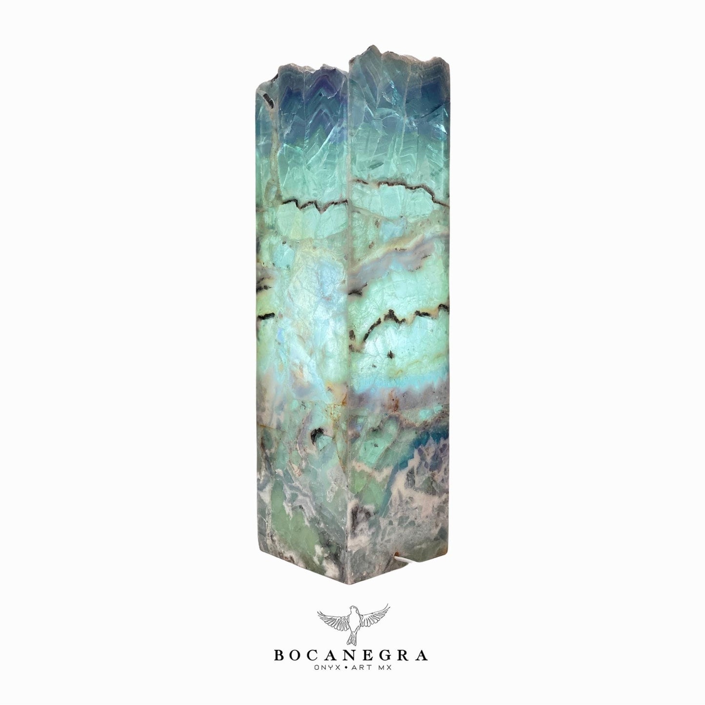 Green and Blue Fluorite Stone Lamp - Table Lamp - Home Decor