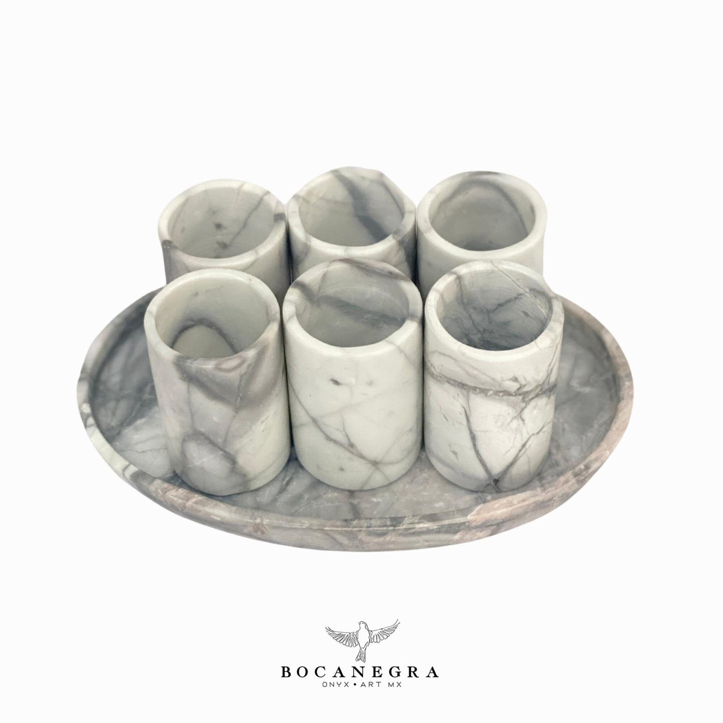 White & Gray Marble Tequila Shots - Hand carved shot - (Set of 6)
