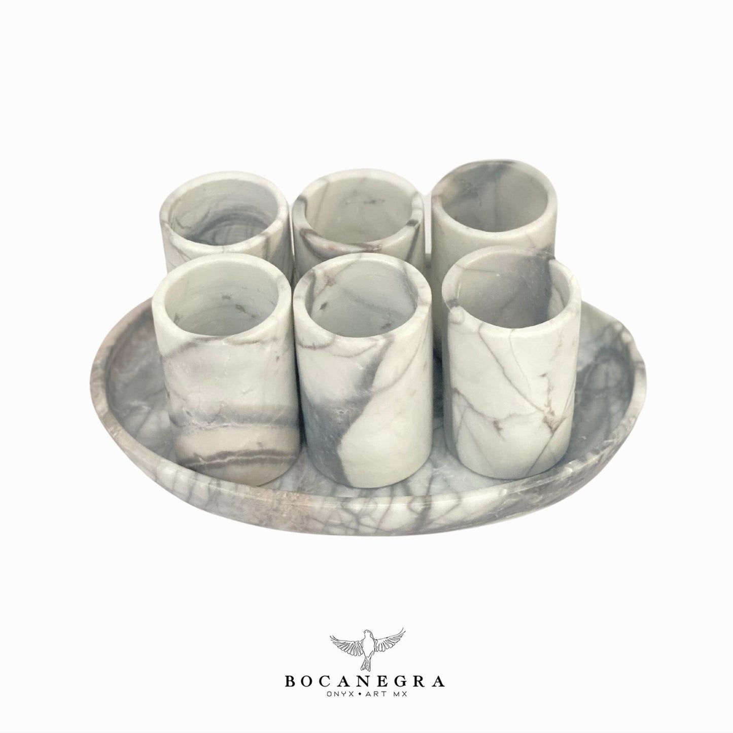 White & Gray Marble Tequila Shots - Hand carved shot - (Set of 6)