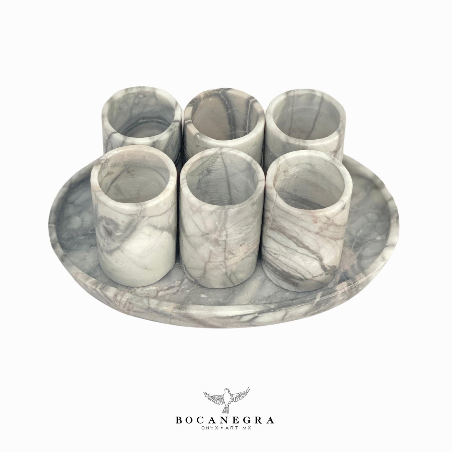 White & Gray Marble Tequila Shots - Hand carved shot - (Set of 6)