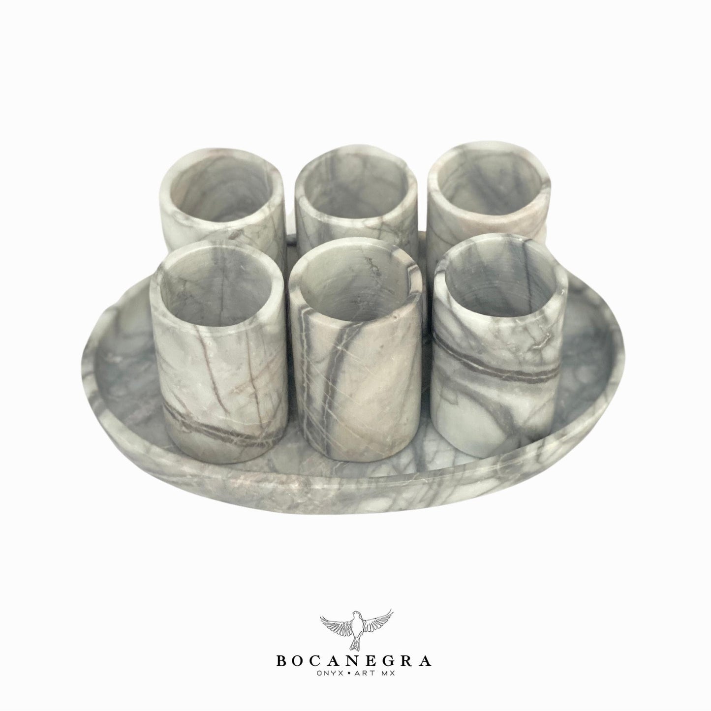 White & Gray Marble Tequila Shots - Hand carved shot - (Set of 6)