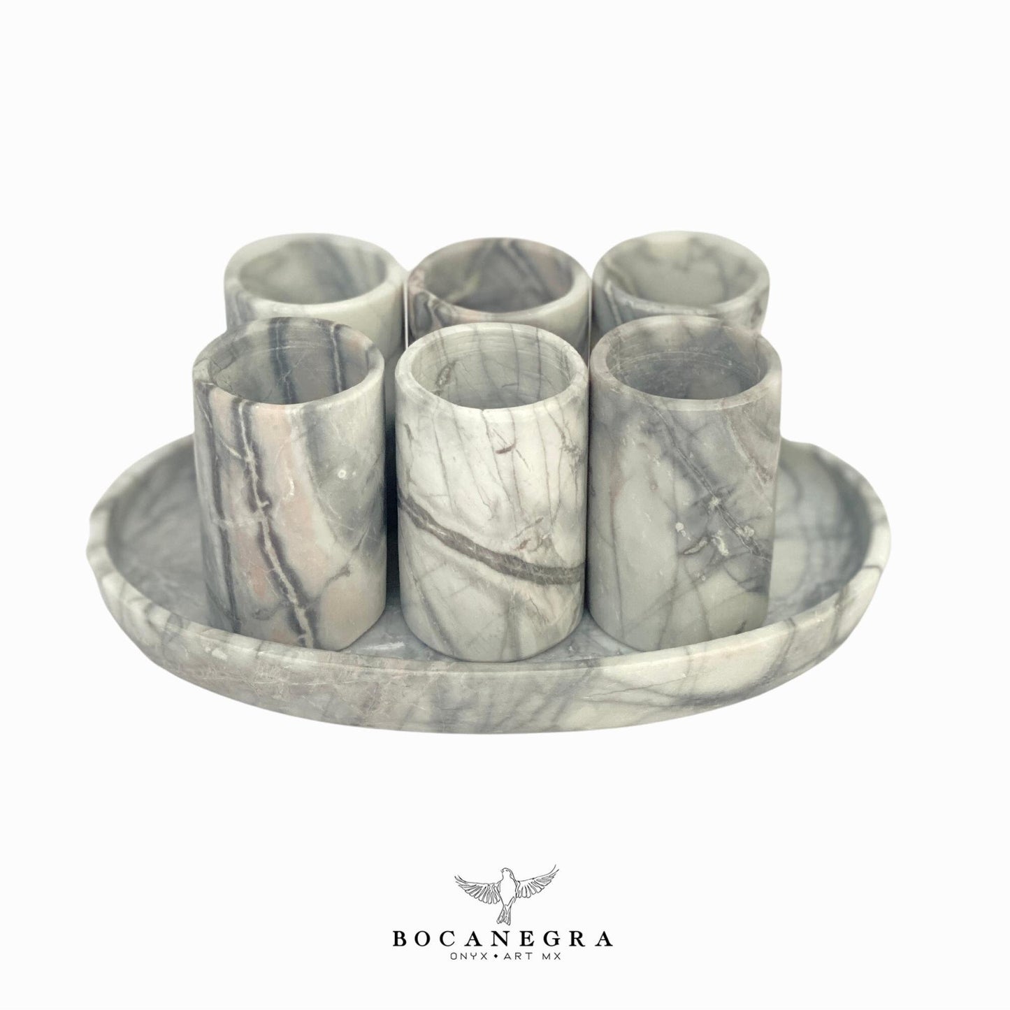 White & Gray Marble Tequila Shots - Hand carved shot - (Set of 6)