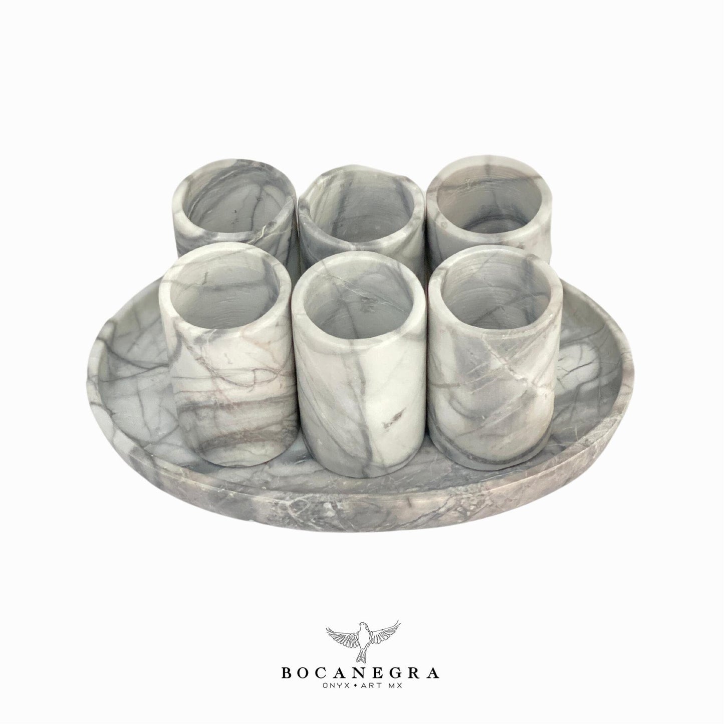 White & Gray Marble Tequila Shots - Hand carved shot - (Set of 6)