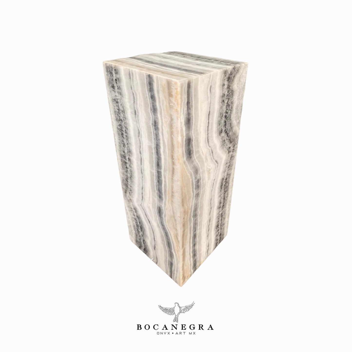 Gray and Beige Onyx Stone Lamp - Table Lamp - Home Decor