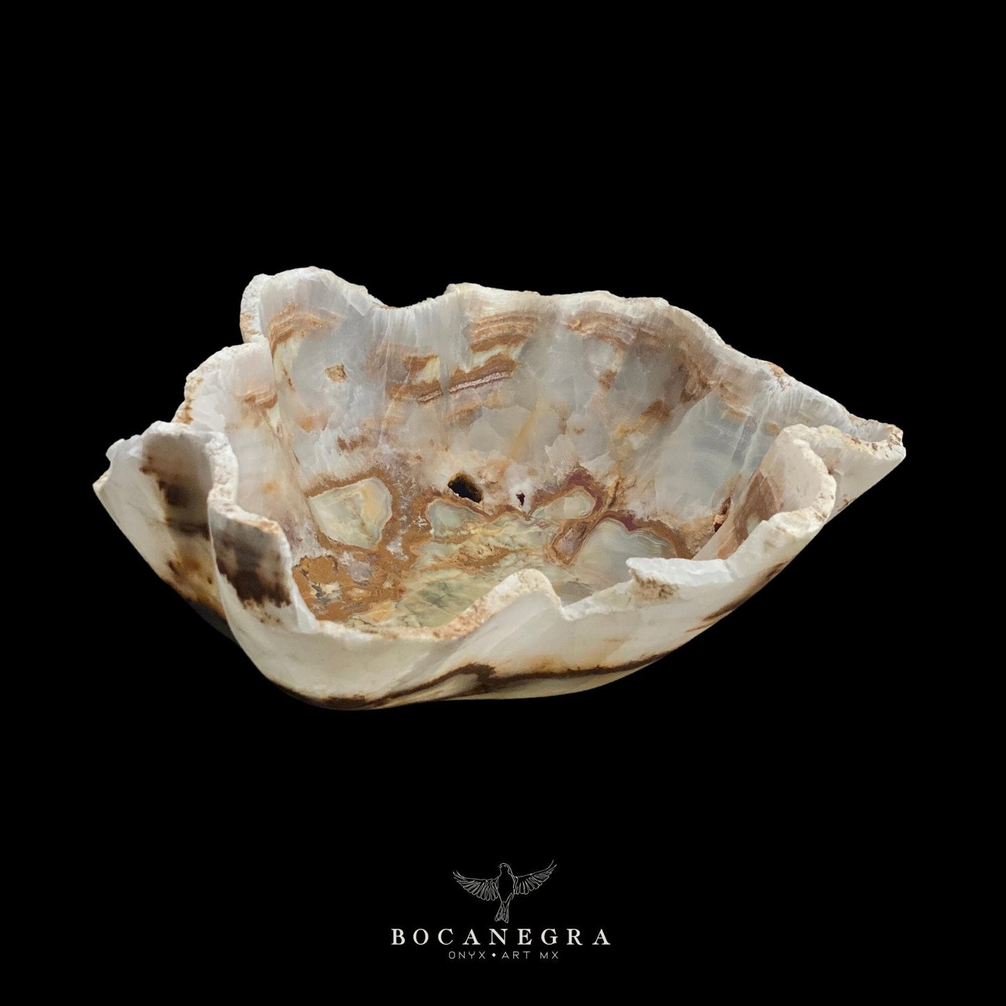 White & Beige Decorative Onyx Bowl - Centerpiece - Fruit Platter