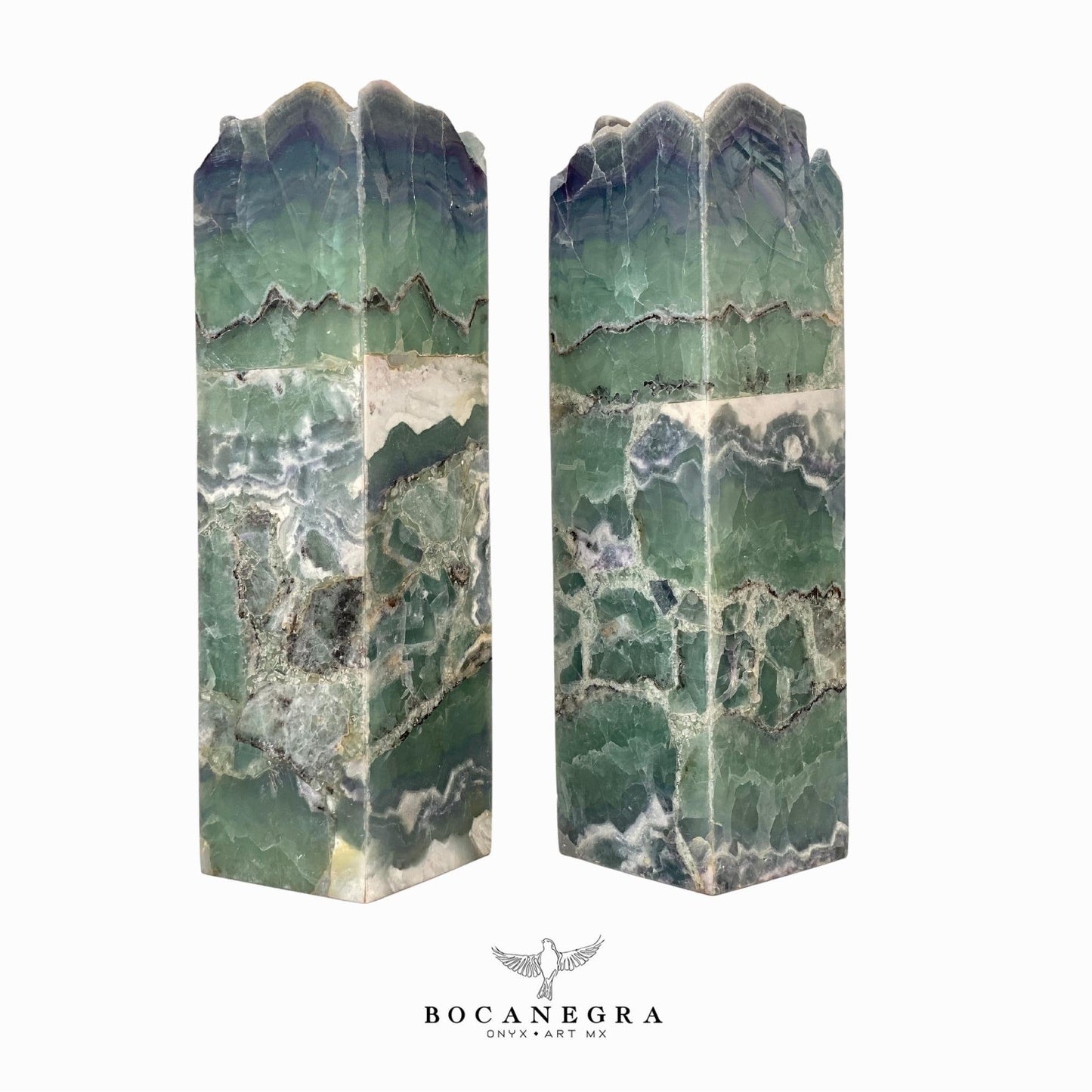 Green and Blue Fluorite Stone Lamps (Two set) - Table Lamp - Home Decor