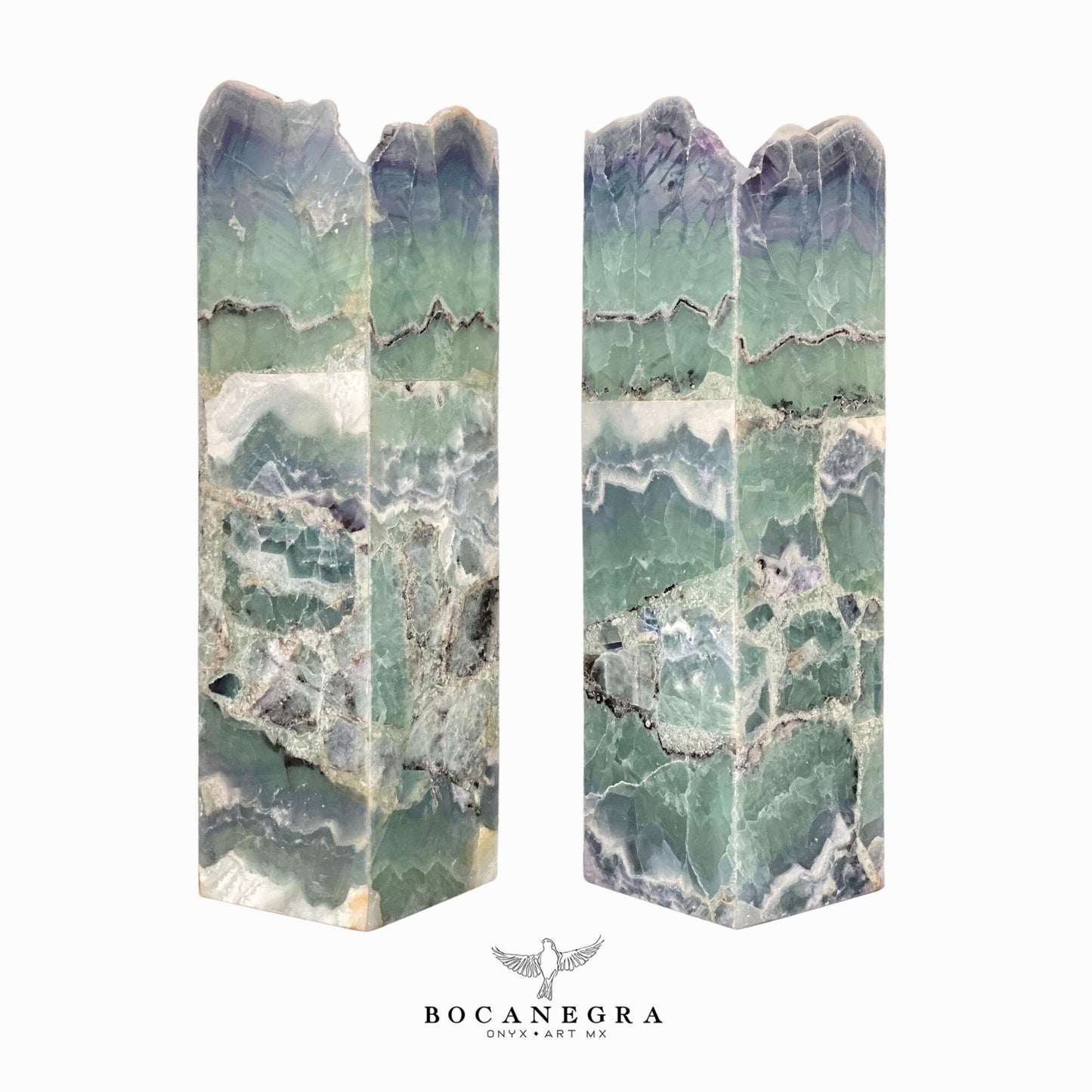Green and Blue Fluorite Stone Lamps (Two set) - Table Lamp - Home Decor