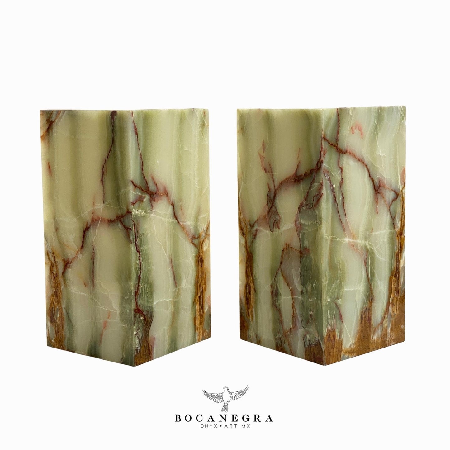 Green & Brown Onyx Stone Lamps (Two set) - Table Lamp - Home Decor